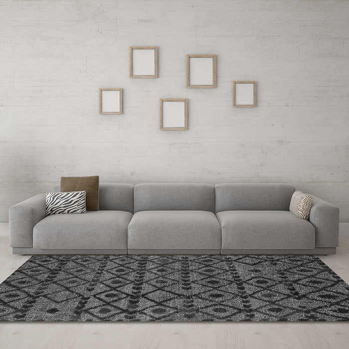 Machine Washable Abstract Gray Modern Rug in a Living Room,, wshabs5175gry