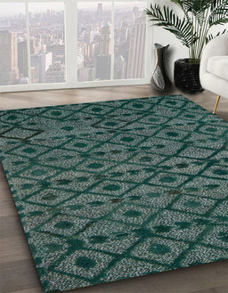 Machine Washable Abstract -Sea Green Rug in a Family Room, wshabs5175