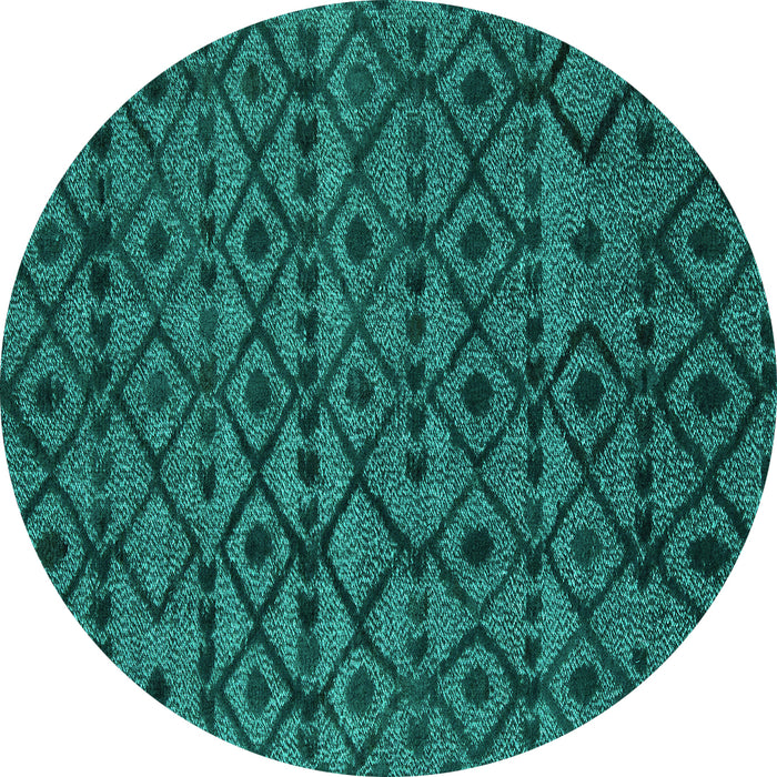 Round Machine Washable Abstract Turquoise Modern Area Rugs, wshabs5175turq