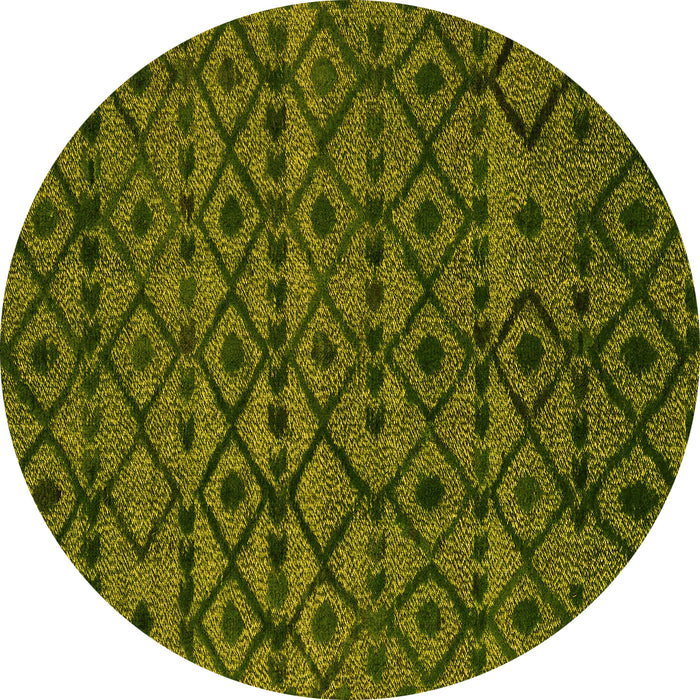 Round Machine Washable Abstract Yellow Modern Rug, wshabs5175yw