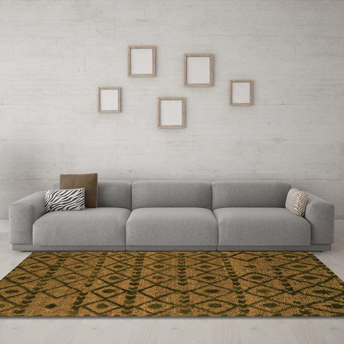 Machine Washable Abstract Orange Modern Area Rugs in a Living Room, wshabs5175org