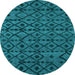 Round Machine Washable Abstract Light Blue Modern Rug, wshabs5175lblu