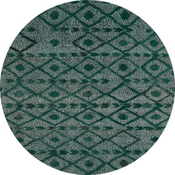 Round Machine Washable Abstract -Sea Green Rug, wshabs5175
