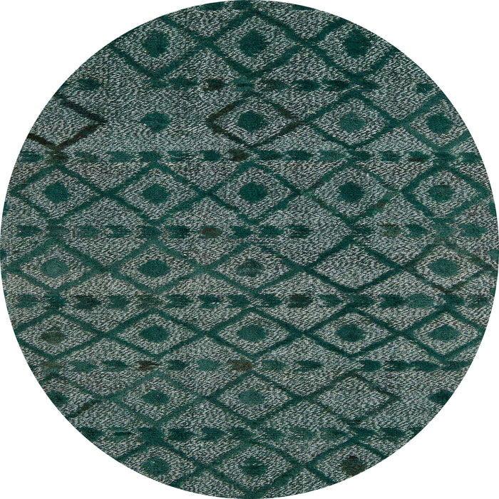 Round Machine Washable Abstract -Sea Green Rug, wshabs5175