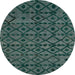 Round Machine Washable Abstract -Sea Green Rug, wshabs5175