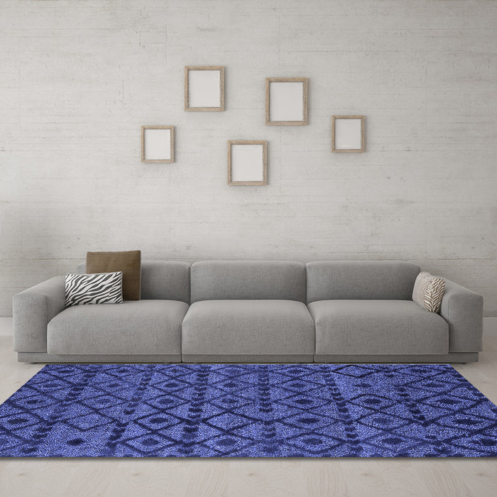 Machine Washable Abstract Blue Modern Rug in a Living Room, wshabs5175blu