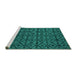 Sideview of Machine Washable Abstract Turquoise Modern Area Rugs, wshabs5175turq