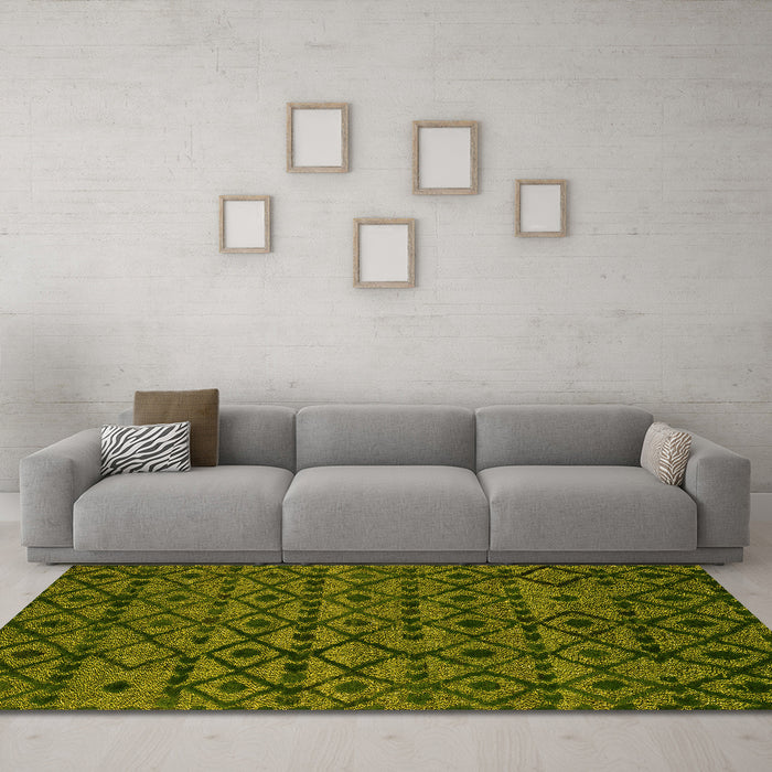 Machine Washable Abstract Yellow Modern Rug in a Living Room, wshabs5175yw