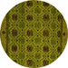 Round Machine Washable Abstract Yellow Modern Rug, wshabs5176yw