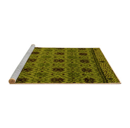 Sideview of Machine Washable Abstract Yellow Modern Rug, wshabs5176yw