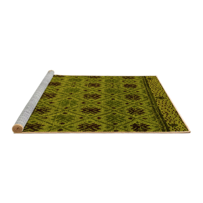 Sideview of Machine Washable Abstract Yellow Modern Rug, wshabs5176yw