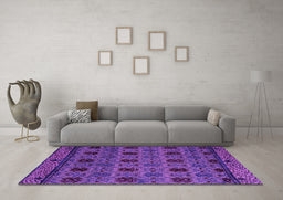 Machine Washable Abstract Pink Modern Rug in a Living Room, wshabs5176pnk