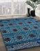 Machine Washable Abstract Silk Blue Rug in a Family Room, wshabs5176