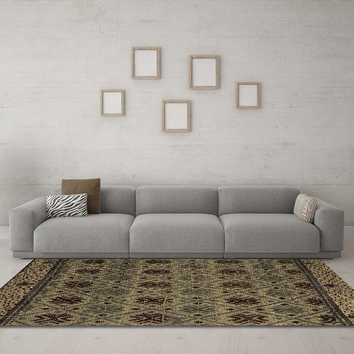 Machine Washable Abstract Brown Modern Rug in a Living Room,, wshabs5176brn