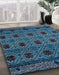 Abstract Blue Modern Rug in Family Room, abs5176