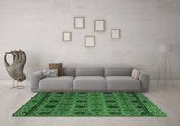 Machine Washable Abstract Emerald Green Modern Rug, wshabs5176emgrn