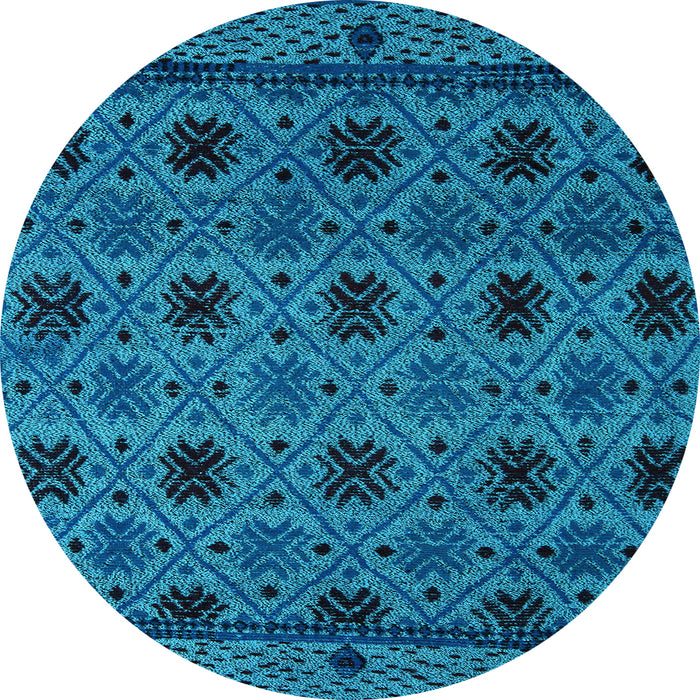 Round Abstract Light Blue Modern Rug, abs5176lblu