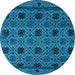 Round Machine Washable Abstract Light Blue Modern Rug, wshabs5176lblu