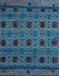 Machine Washable Abstract Silk Blue Rug, wshabs5176