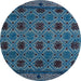 Round Abstract Blue Modern Rug, abs5176