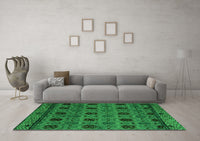 Machine Washable Abstract Green Modern Rug, wshabs5176grn