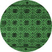 Round Abstract Emerald Green Modern Rug, abs5176emgrn