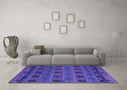 Machine Washable Abstract Purple Modern Area Rugs in a Living Room, wshabs5176pur