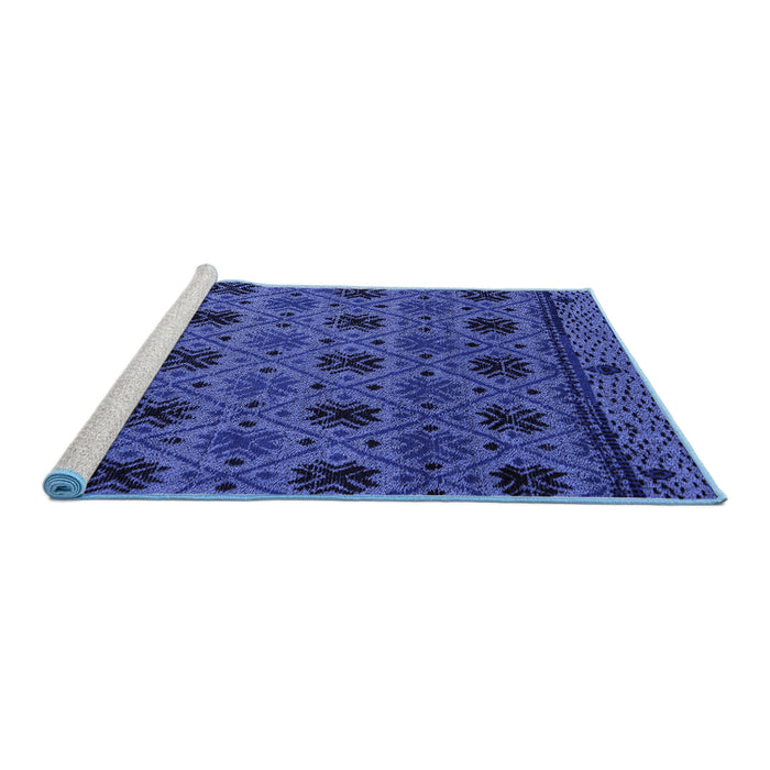 Sideview of Machine Washable Abstract Blue Modern Rug, wshabs5176blu