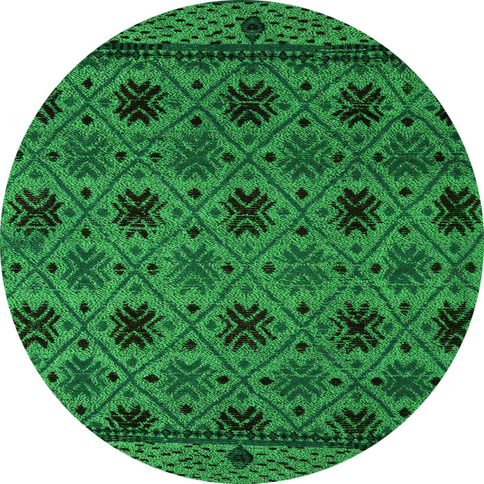 Round Abstract Green Modern Rug, abs5176grn