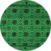 Round Abstract Green Modern Rug, abs5176grn