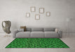 Machine Washable Abstract Green Modern Area Rugs in a Living Room,, wshabs5177grn