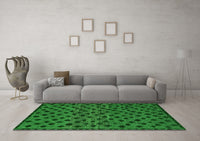 Machine Washable Abstract Green Modern Rug, wshabs5177grn