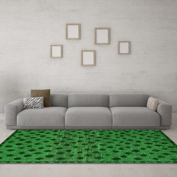 Machine Washable Abstract Green Modern Area Rugs in a Living Room,, wshabs5177grn