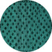 Round Abstract Turquoise Modern Rug, abs5177turq