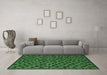 Machine Washable Abstract Emerald Green Modern Area Rugs in a Living Room,, wshabs5177emgrn