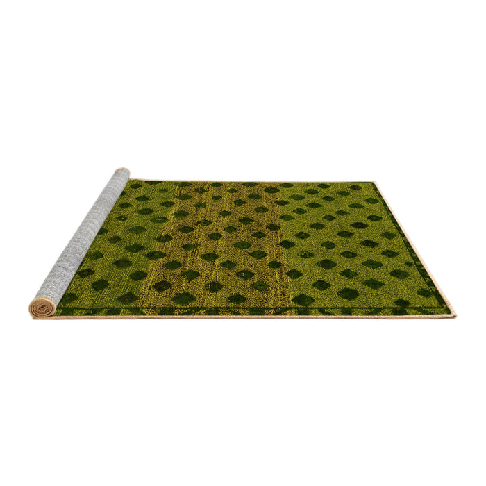 Sideview of Machine Washable Abstract Yellow Modern Rug, wshabs5177yw