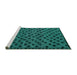 Sideview of Machine Washable Abstract Turquoise Modern Area Rugs, wshabs5177turq