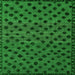 Square Machine Washable Abstract Green Modern Area Rugs, wshabs5177grn