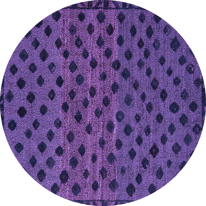 Round Machine Washable Abstract Purple Modern Area Rugs, wshabs5177pur