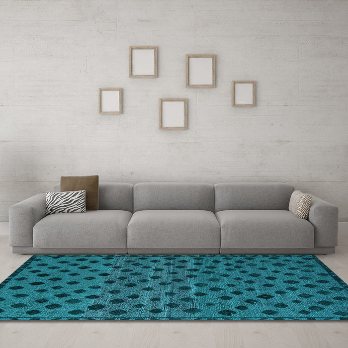 Machine Washable Abstract Light Blue Modern Rug in a Living Room, wshabs5177lblu