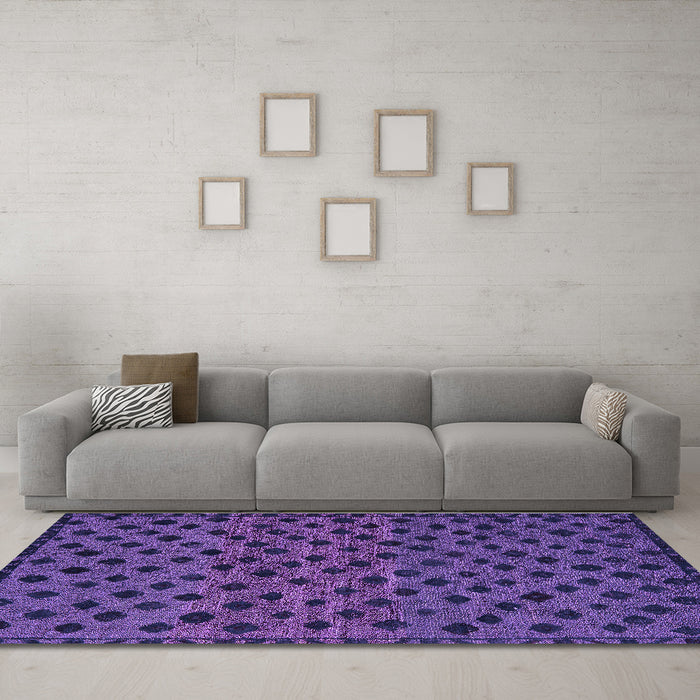 Machine Washable Abstract Purple Modern Area Rugs in a Living Room, wshabs5177pur