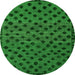 Round Abstract Green Modern Rug, abs5177grn