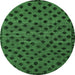 Round Abstract Emerald Green Modern Rug, abs5177emgrn