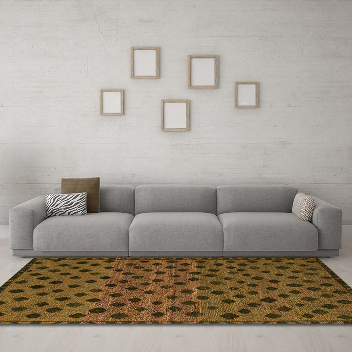 Machine Washable Abstract Orange Modern Area Rugs in a Living Room, wshabs5177org