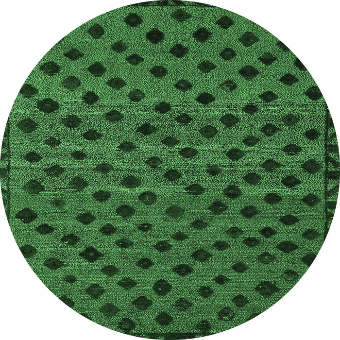 Round Machine Washable Abstract Emerald Green Modern Area Rugs, wshabs5177emgrn