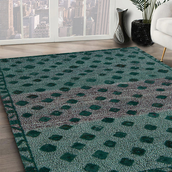 Machine Washable Abstract -Sea Green Rug in a Family Room, wshabs5177