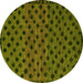 Round Machine Washable Abstract Yellow Modern Rug, wshabs5177yw