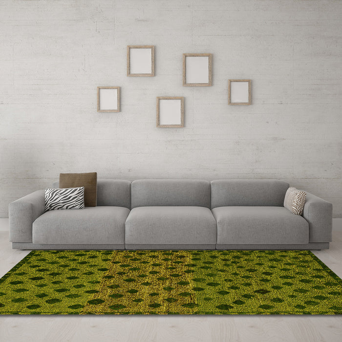 Machine Washable Abstract Yellow Modern Rug in a Living Room, wshabs5177yw