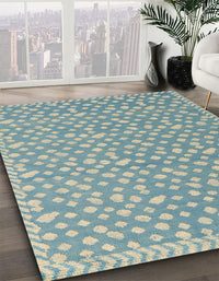 Abstract Cadet Blue Green Modern Rug, abs5178