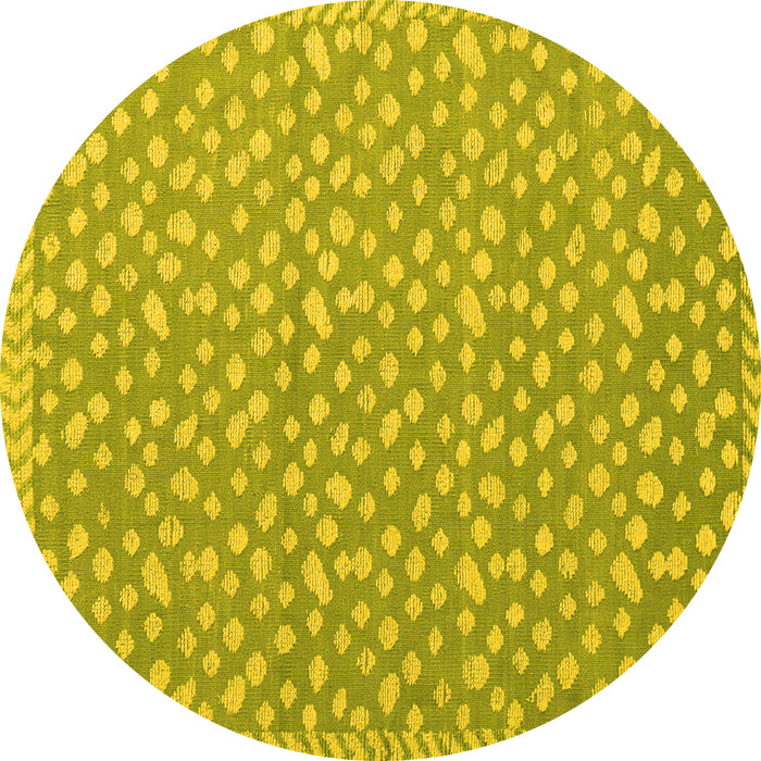 Round Machine Washable Abstract Yellow Modern Rug, wshabs5178yw